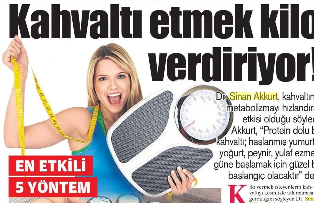 Yeni Asir - 27.4.19 ic sayfa - Dr. Sinan Akkurt Kahvaltı etmek kilo verdiriyor