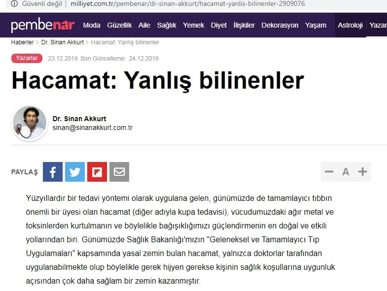 milliyet.com.tr - 24.12.19 - Dr. Sinan Akkurt