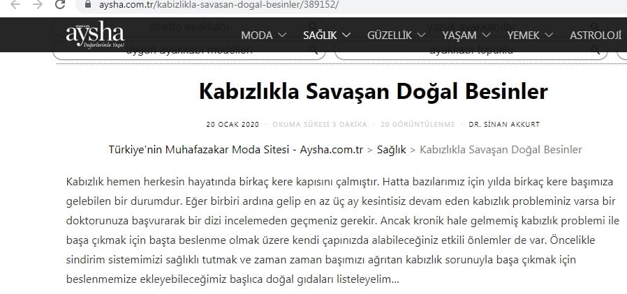 aysha.com.tr - (002) - Dr. Sinan Akkurt kabızlık